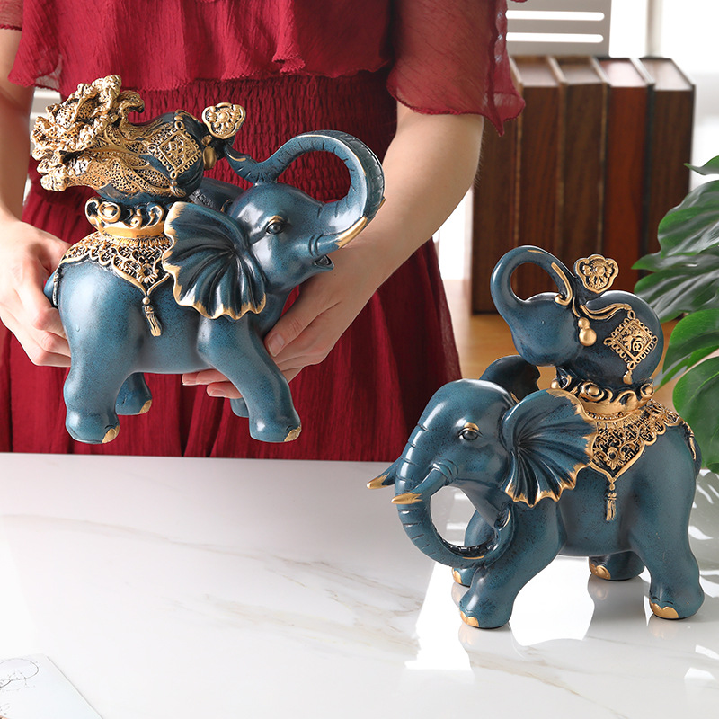 歐式大象擺件客廳酒櫃裝飾品吉祥物辦公室博古架電視櫃家居擺設