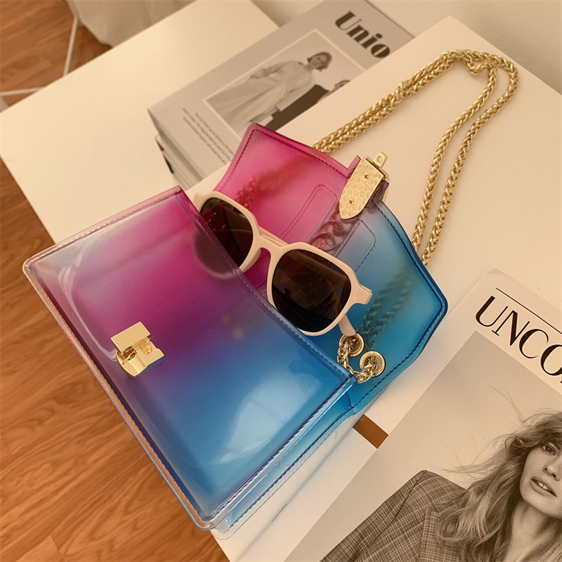 Summer 2025 new gradient jelly bag, fashionable color-blocking chain bag, crossbody single-shoulder bag, ladies' small bag undefined