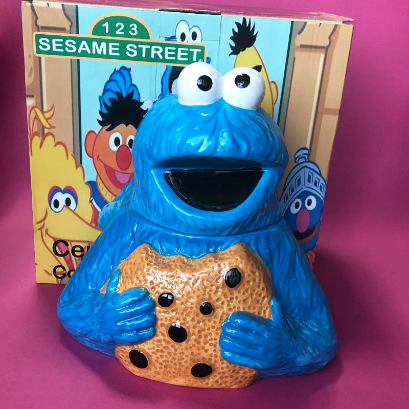 Sesame Street cartoon three -dimensional ceramic candy biscuits jar