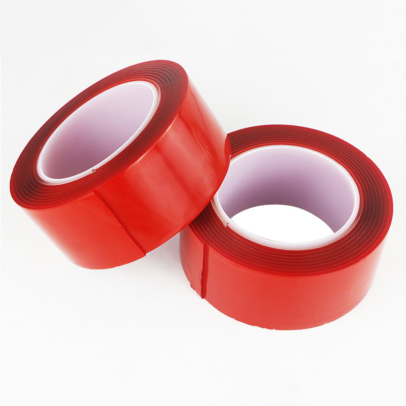 源头厂家红膜亚克力双面胶纳米胶无痕超透明隐形强粘魔力双面胶带