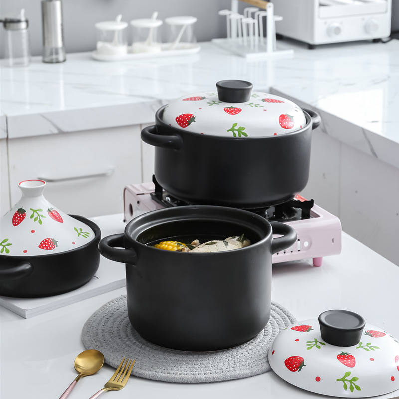 One-piece Hand-painted Japanese Clay Pot Rice Casserole Stew Pot Household Gas Ceramic Soup Pot Casserole Stone Pot Soup Pot