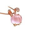 Cute crystal, golden rabbit, necklace, pendant, chain for key bag , accessory, simple and elegant design, cat's eye, pink gold, wholesale