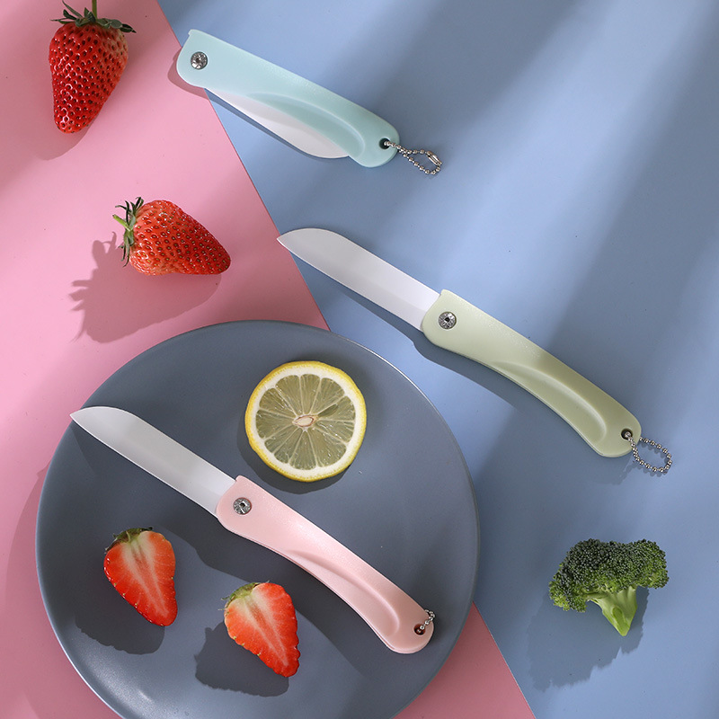 undefined4 ceramics Fruit knife household fold Portable pocket knife kitchen Fruits and knife multi-function Peeler Complementary food toolundefined