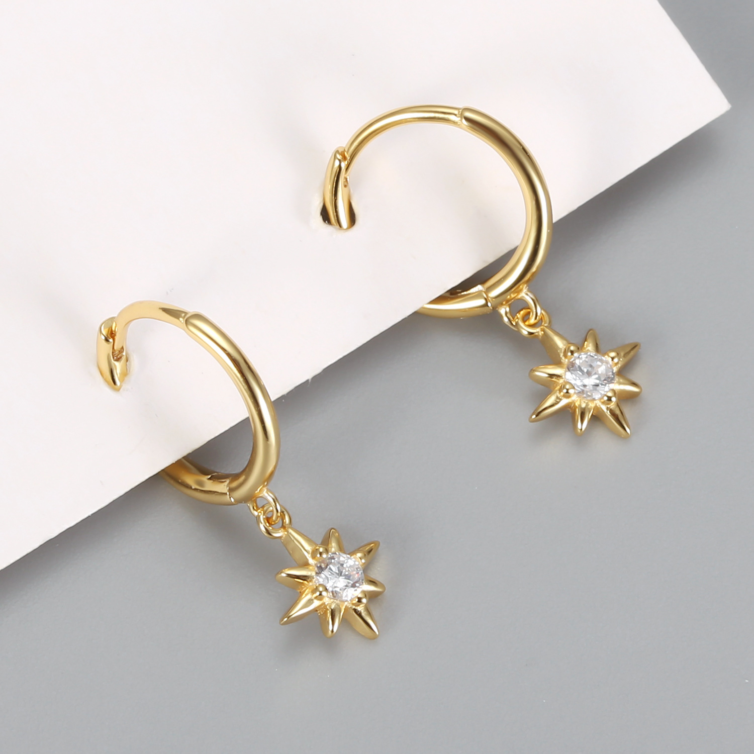 1 Pair Simple Style Star Inlay Sterling Silver Gem Drop Earrings display picture 1