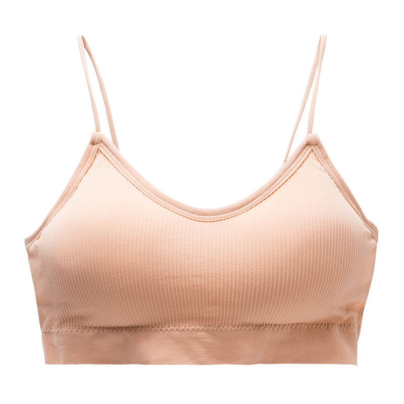Correa de hombro delgada color sólido envuelto pecho verano ligero y cómodo con almohadilla de pecho transpirable tubo inalámbrico superior chica belleza espalda ropa interior