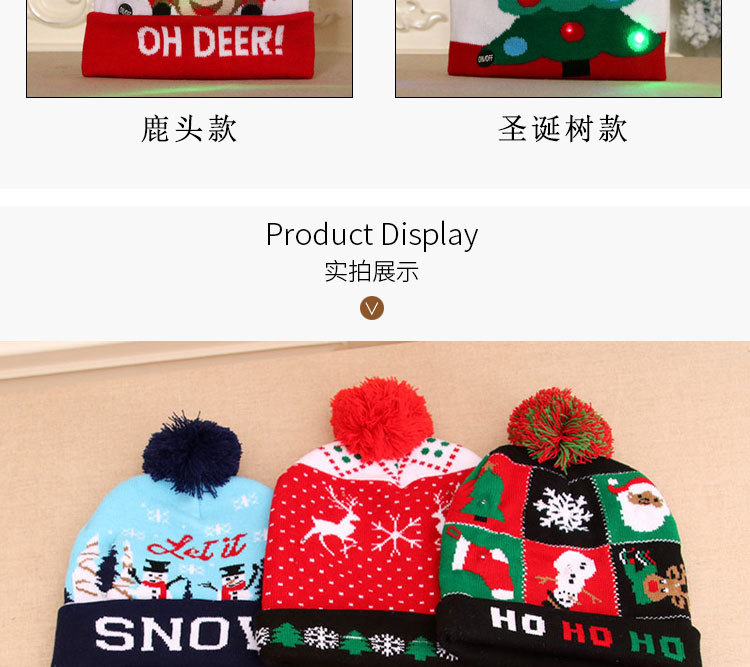 New  Knitted Woolen Colorful Luminous Knitted  Christmas Hat display picture 9