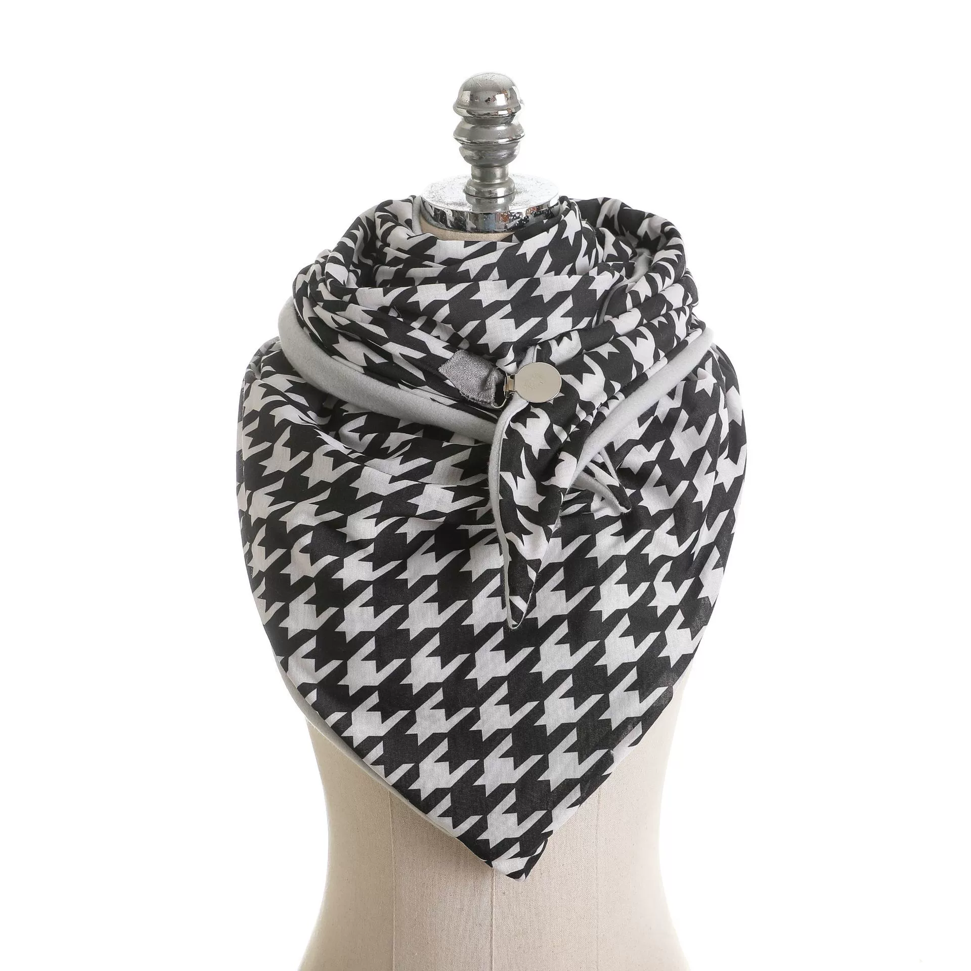 Шарф из акрила 150×75 см, легкая модная накидка, черный в клетку "houndstooth"