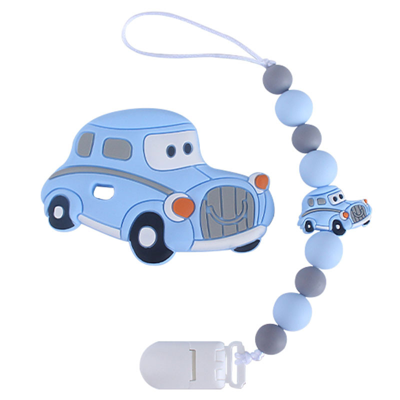 Bebé teether juguetes teether palo clásico coche de silicona chupete cadena anti-gota de la cadena de venta caliente teether traje