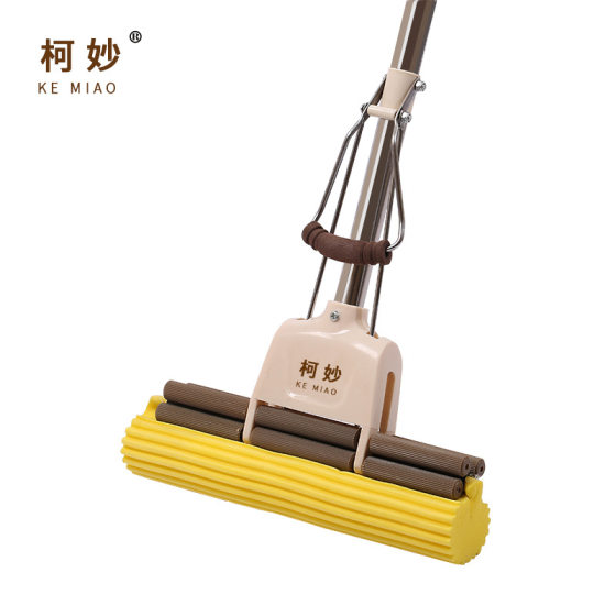 Wholesale 27cm rubber cotton mop lazy hands-free sponge mop stainless steel roller squeezing water mop home department store
