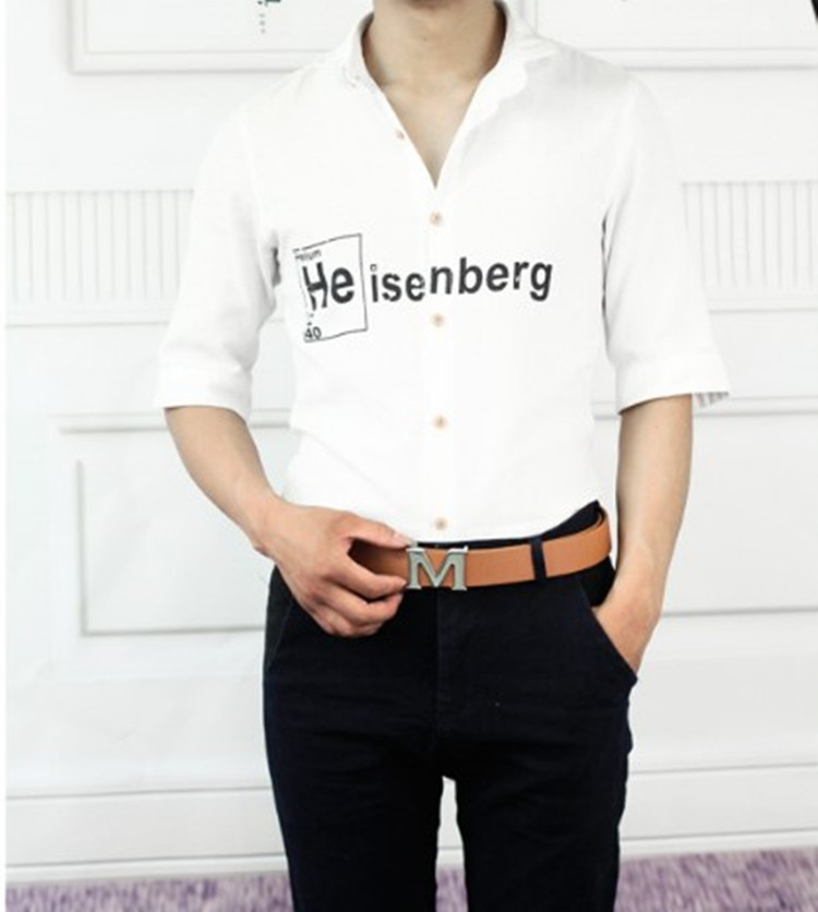 Elegant Men's Smooth Buckle Belt, Fashion Alloy Letter Belt_voghion.com