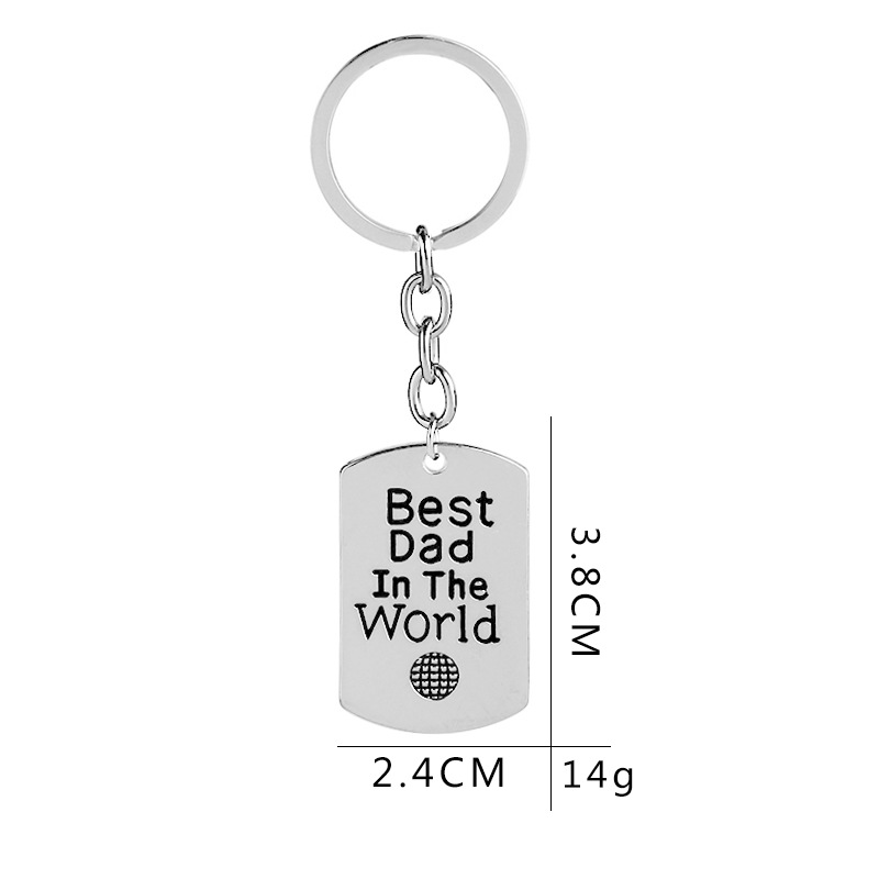 14g Weight Alloy, Metal Material Geometric Pattern Unisex Gender Fashion English Lettering Father's Day Alloy Keychain 1