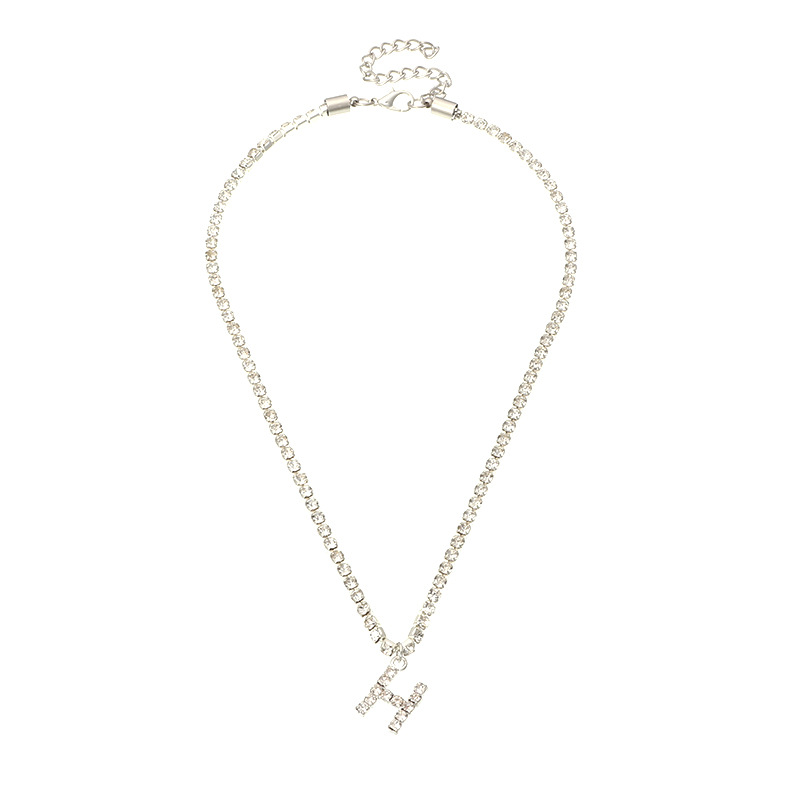 fashion new popular wild 26 English alphabet necklace full diamond choker necklace nihaojewelry whol
