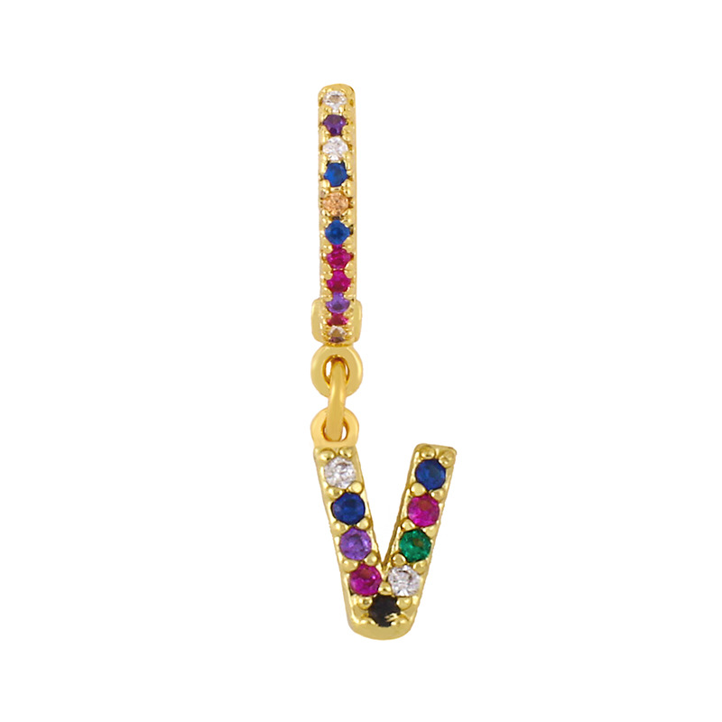 Clip Boucles D&#39;oreilles 26 Boucles D&#39;oreilles Alphabet Micro-set Couleur Zircon Alphabet Clips D&#39;oreilles Femmes display picture 11