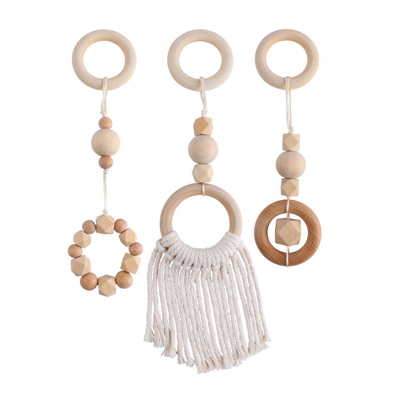 DIY bebé creativo algodón cuerda tejida molar juguetes nuevo natural de haya algodón hilo mordedor decoraciones de la habitación de los niños