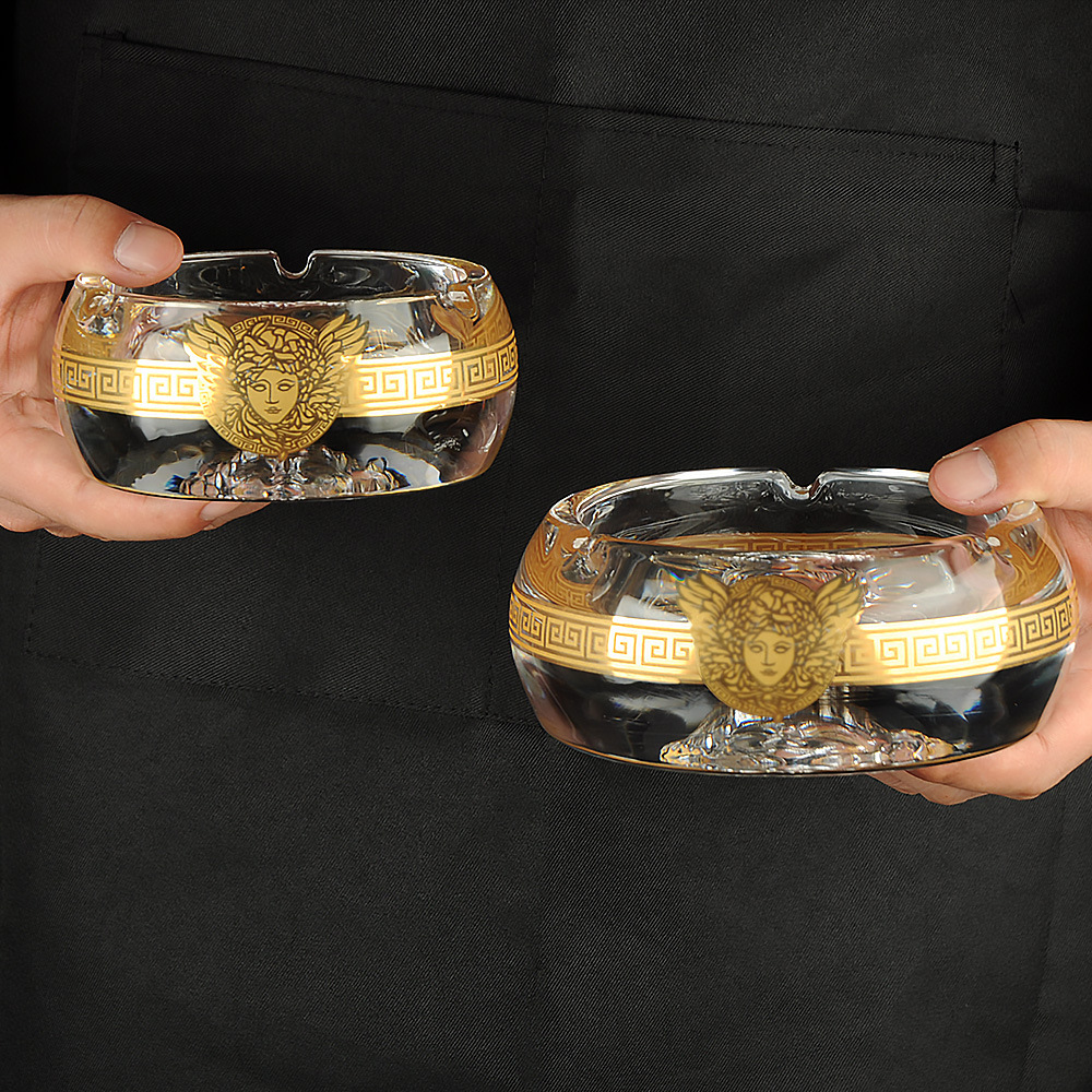 家居高档15cm圆形实用水晶玻璃烟灰缸雪茄烟缸酒店装饰工艺礼品