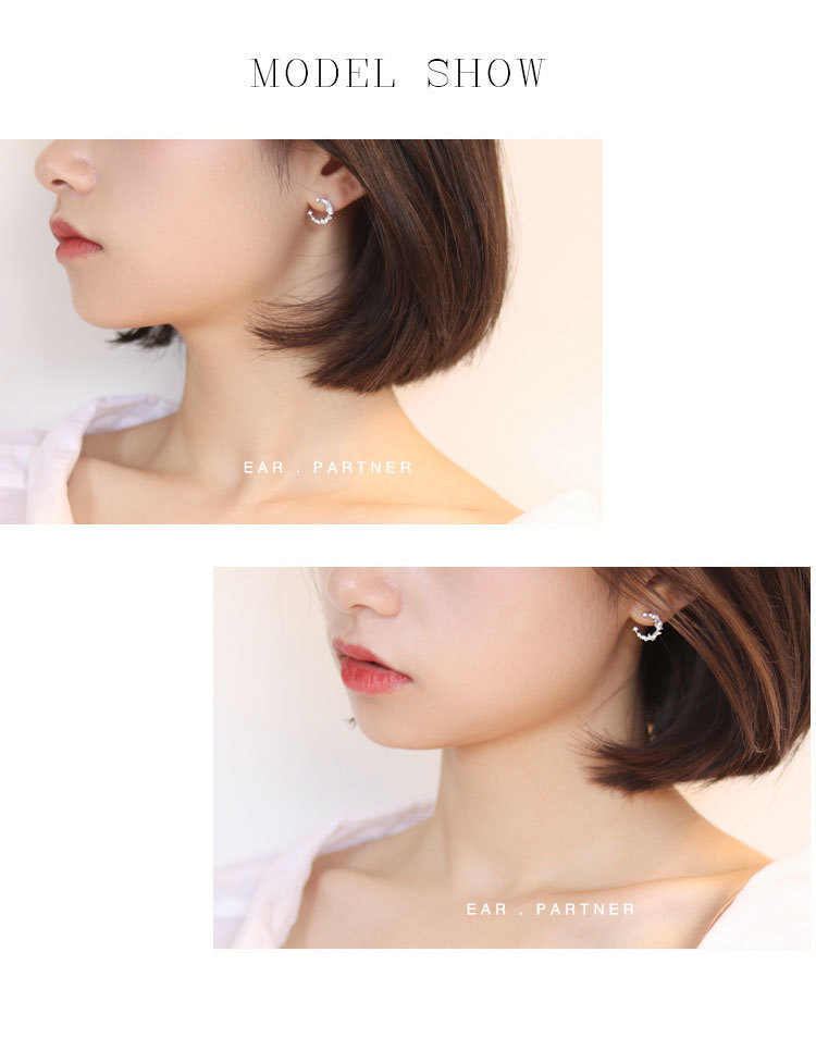 Korean Style Moon Silver Earrings Wholesale display picture 4