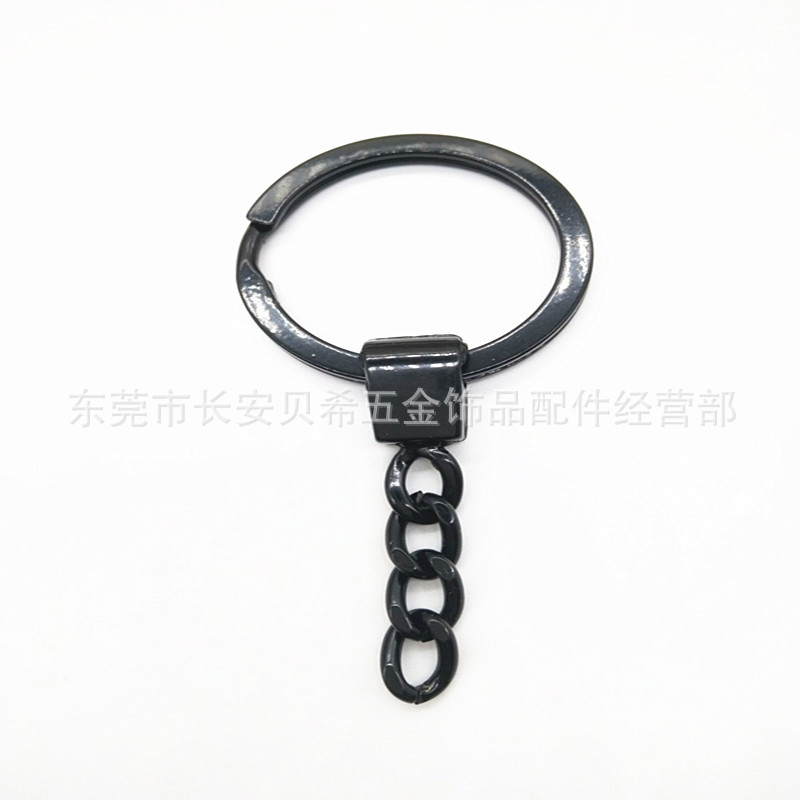 Behe black Key buckle Black Keychain diameter 30 black Flat circle Coordination Gold buckle chain