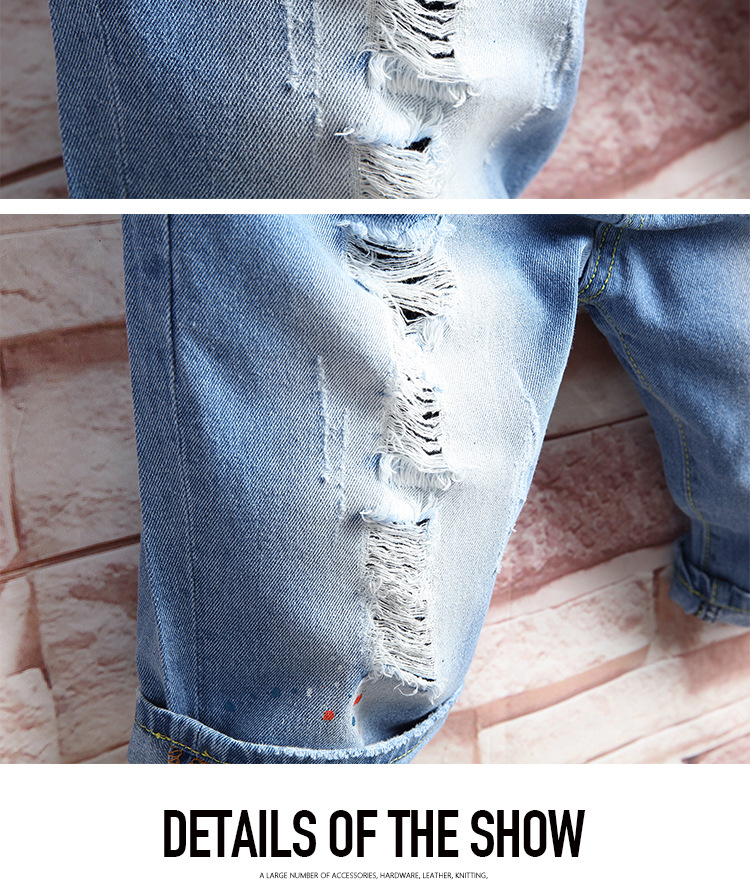 abbigliamento da uomo alla moda, pantaloncini estivi in denim strappato, pantaloni a gamba dritta attillati in cinque pezzi_voghion.com