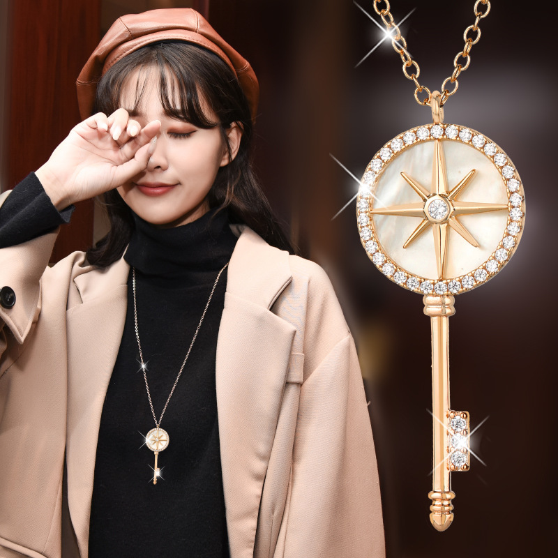 厂家直销韩版钥匙项链女锁骨链简约百搭网红女情侣吊坠毛衣链长款|ru