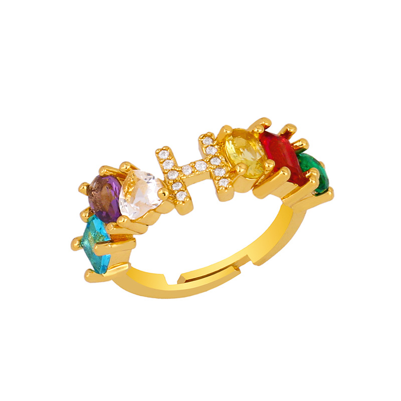 12g Weight 18K Gold Plated Plating Material Artificial Gemstones Inlay Material Birthday Occasion Copper Material Letter Pattern Women'S Gender Plating Design Fashion Style Fashion Letter Copper 18k Gold Plated Artificial Gemstones In Bulk 9