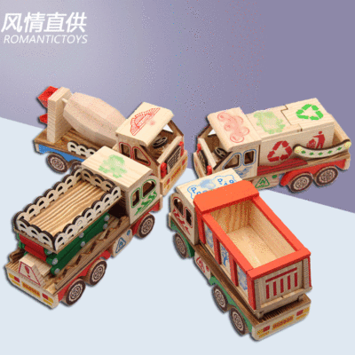 children woodiness colour Engineering vehicles Toys Sanitation Dumpers stir Lifting simulation automobile Model Decoration wholesale