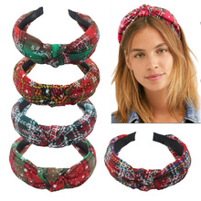 跨境圣诞发箍秋冬发窟头箍圣诞节欧美复古女士宽边简约发饰头饰女