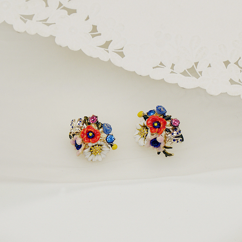 1 Pair Fashion Flower Alloy Enamel Women's Ear Studs display picture 14