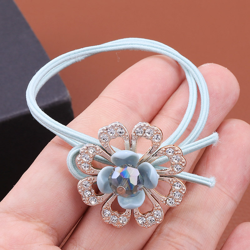 Sweet Flower Cloth Rhinestone Hair Tie 1 Piece display picture 3