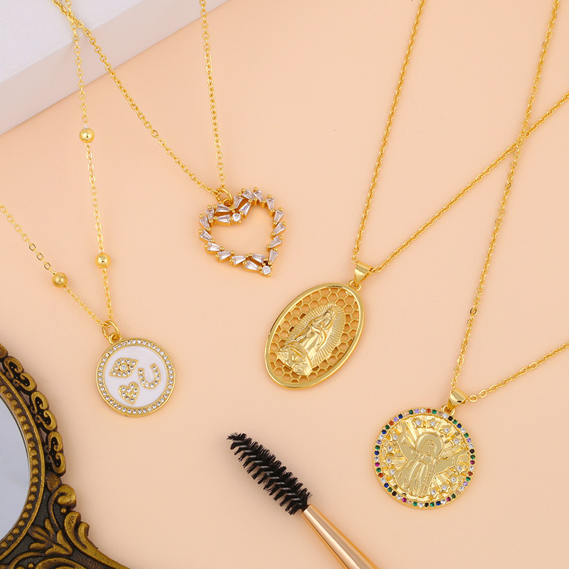 Fashion jewelry yiwu nihaojewelry wholesale love pendant necklace round geometric collarbone necklac