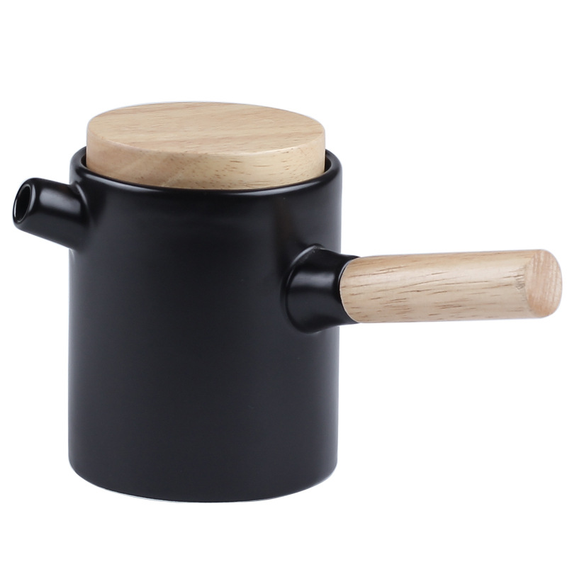 Manija de madera personalizada mango lateral olla una olla cuatro tazas con filtro de té creativo juego de té japonés caja de regalo embalaje logotipo personalizado