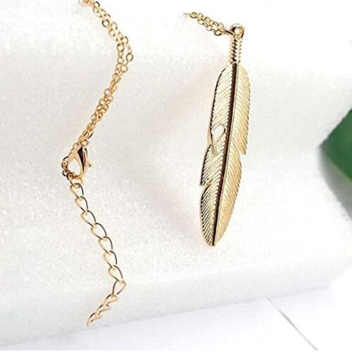European and American cross-border accessories Bohemian-style fashionable leaf necklace for men and women, long feather tassel sweater chain pendant
