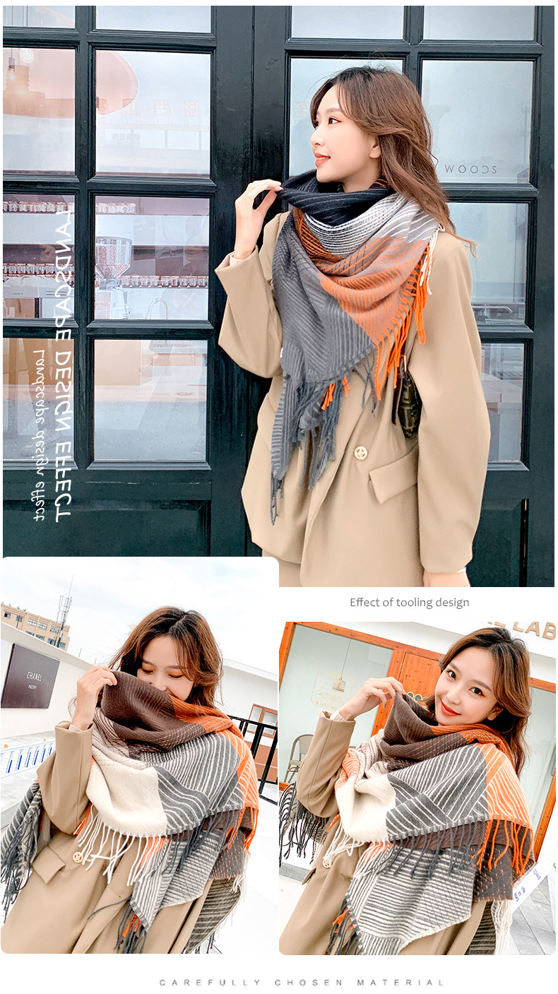 Striped Large Square Scarf display picture 3