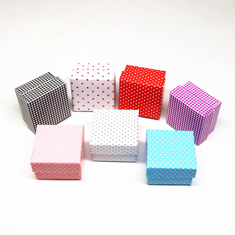 首饰品包装盒子戒指耳钉耳环方格正方形小礼品盒-新款diy收纳纸质