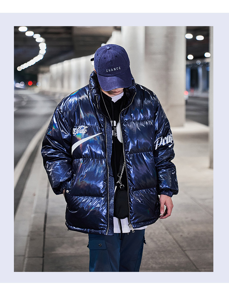 Men's Clothing Men's new thickened winter youth zipper warm white duck Silk cotton open print black casual Silk cotton jacket men's Silk cotton_voghion.com