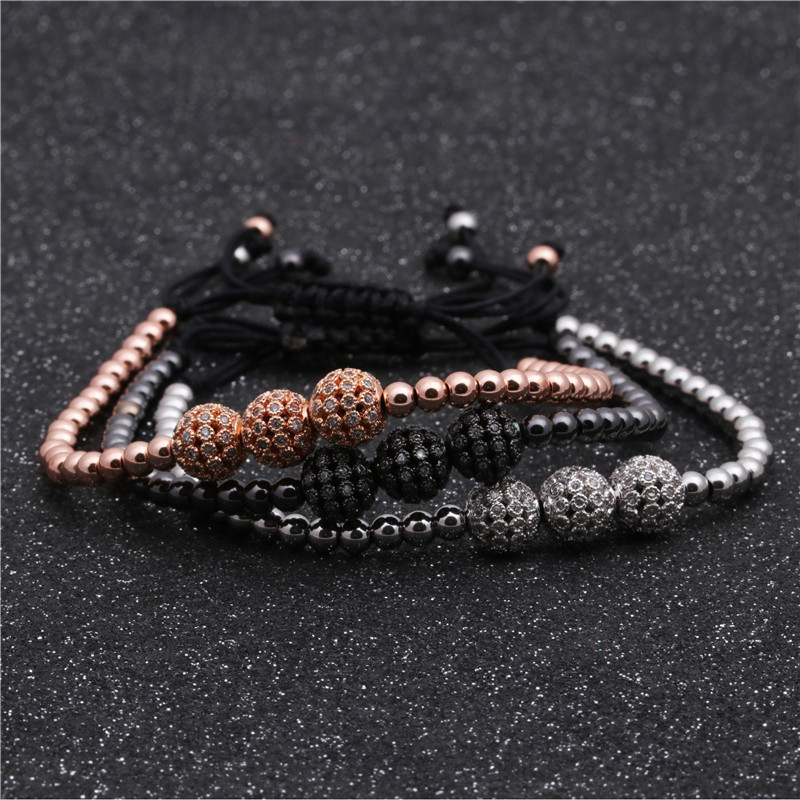 Chaude Cuivre Zircon Tressé Réglable Bracelet De Cuivre Micro Inlay Zc Strass Boule Bracelet Personnalisation display picture 9