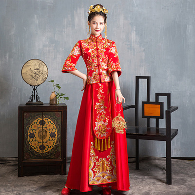 Bride Chinese wedding dress Chinese style wedding party bridal phoenix dresses