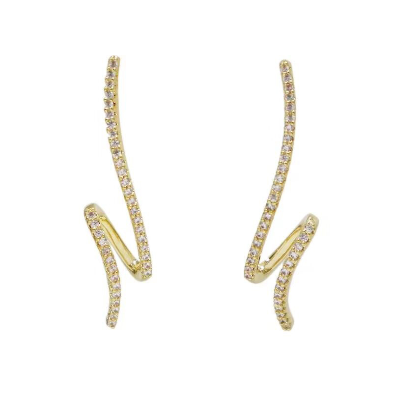 Fashion S-shaped Micro-inlaid Zircon Linear Wave Twist Earrings Simple Earrings Women display picture 1