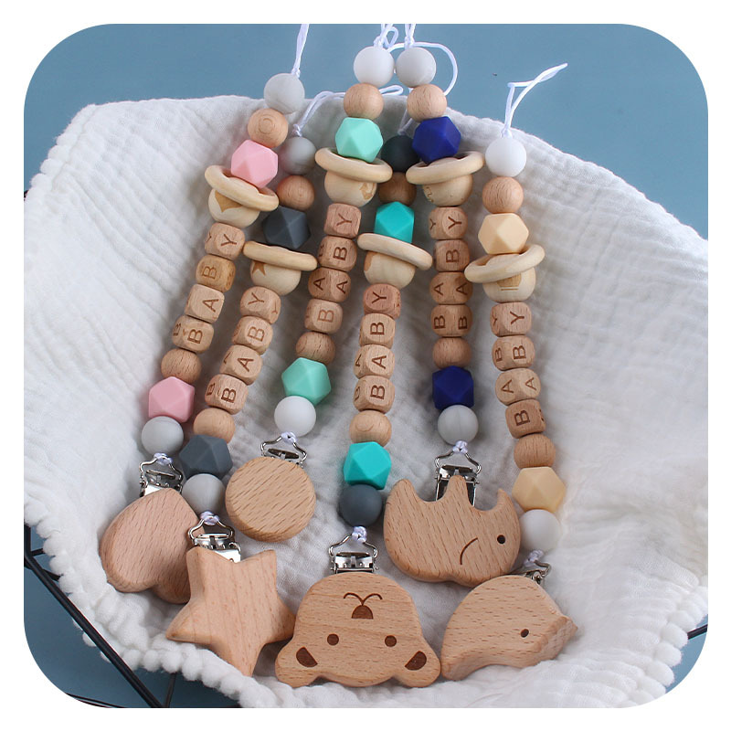 Bebé haya animal chupete clip juguete mordedor estrella de cinco puntas cuentas de silicona chupete cadena AliExpress Amazon Venta caliente