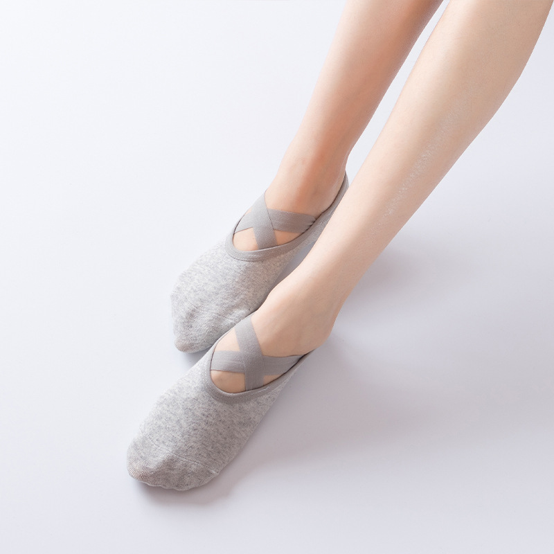 Yoga Socks Ballet Style Cross Covered Backless Yoga Socks Professional Non-Slip Sports Boat Socks Toe Socks
