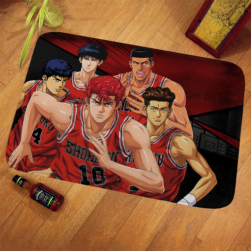 Manufacturer supply wholesale anime Slam Dunk Sakuragi Hanamichi manga background flannel floor mat non-slip and water absorbent