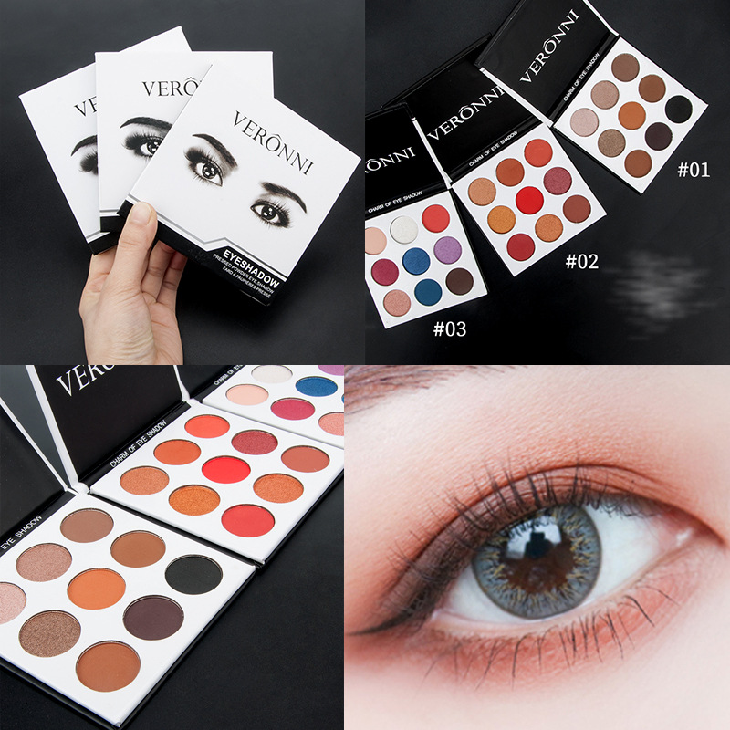 VERONNI matte earth bean paste color nine color eye shadow plate pearlescent glitter girl affordable eye shadow beginner