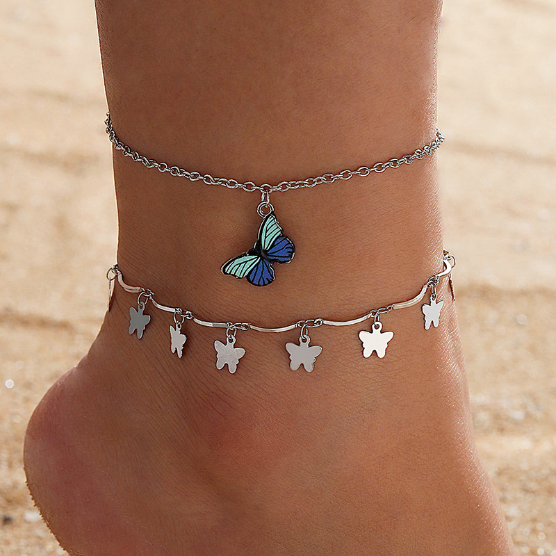 Fashion Multi-layer Tassel Pendant Butterfly Anklet display picture 1