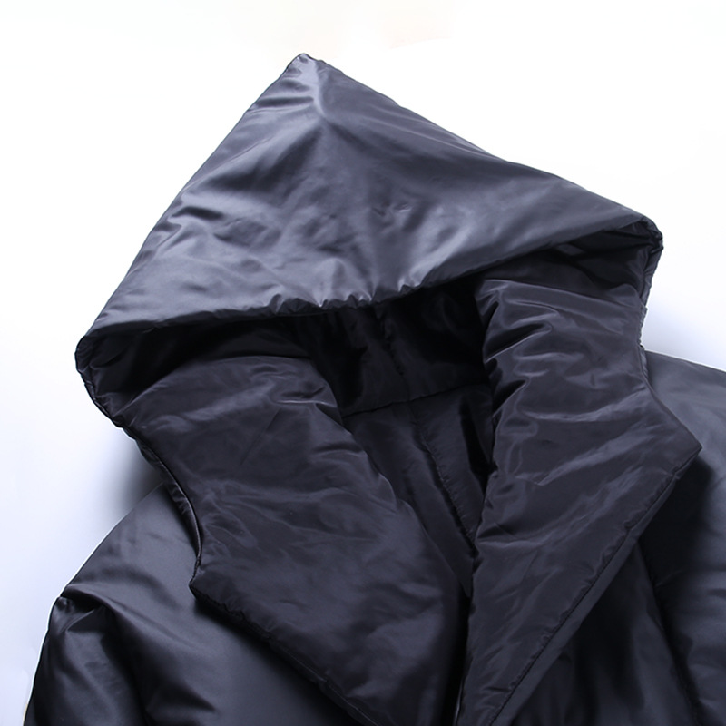 winter thick hooded belt long cotton coat NSXE35565