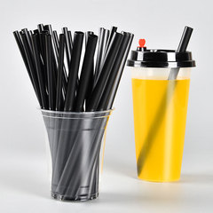Single-use milk tea straw 21cm thickened PP plastic straw juice drink thick straight black straw