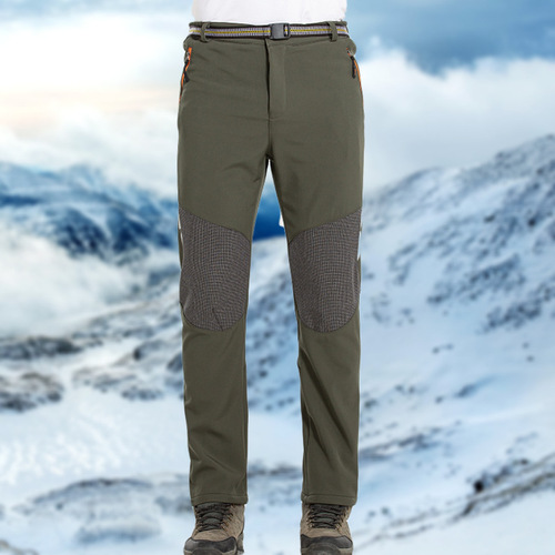 Autumn and Winter Fleece-Lined, Thickened Men's Outdoor Windproof, Warm, and Stylish Pants—Skiing, Mountaineering, and Softshell Pants