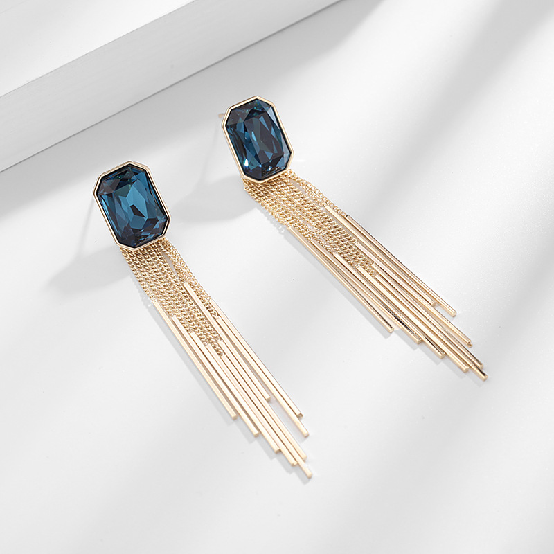 Glands De Mode Montrent Le Visage Boucles D&#39;oreilles 925 Aiguille En Argent Cristal Longues Boucles D&#39;oreilles En Gros Nihaojewelry display picture 8