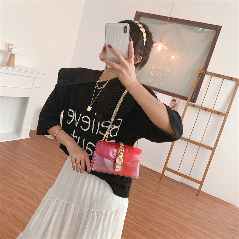 Summer 2025 new gradient jelly bag, fashionable color-blocking chain bag, crossbody single-shoulder bag, ladies' small bag undefined