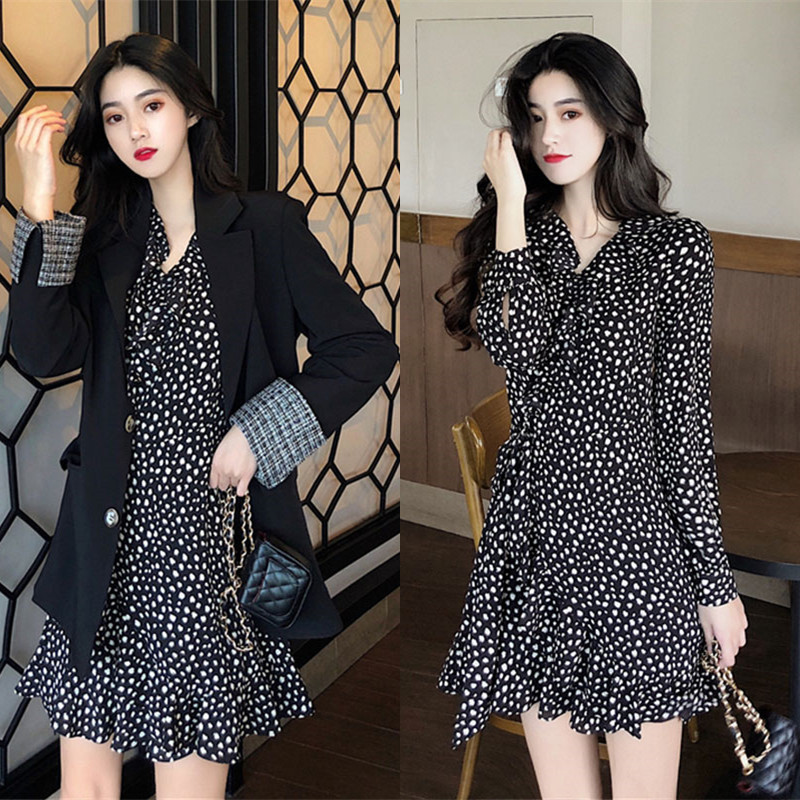 春季韩系穿搭法式初恋新款2021流行打底内搭碎花连衣裙子女装雪纺|ms