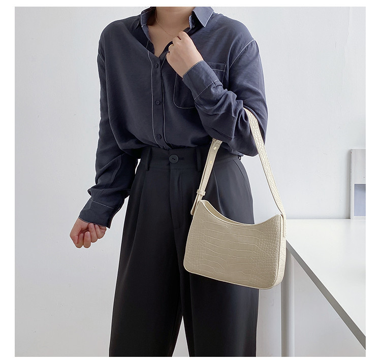 Crocodile pattern armpit women, niche design, high-end PU styling handbag, Korean version shoulder bag for women_voghion.com