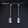 Fashionable long zirconium, earrings, Korean style, silver 925 sample